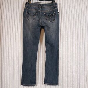 Suko Jeans rhinestone bling pocket stretch slim straight jeans sz 10